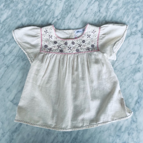 Zara girls embroidered blouse size 3-4 - Picture 1 of 4